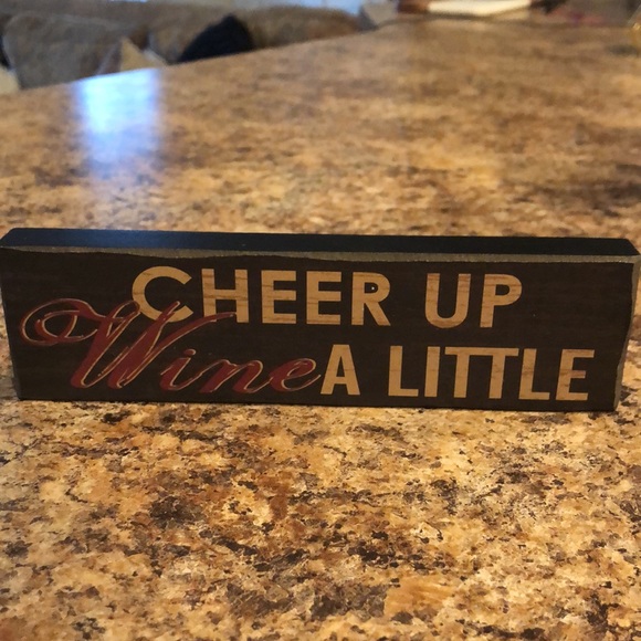 “Cheer Up Wine a Little” Decorative Faux Wood Sign - Picture 4 of 7